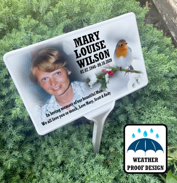 Grave marker tree stake, Graveside ornament, Cemetery photo memorial.