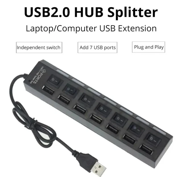 Hub USB 3.0 GiGimundo 4 Porte + Porta Type-C – Adattatore Multi-Splitter Per PC/Laptop