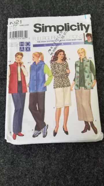 SIMPLICITY WOMEN'S VEST PANTS SKIRT KNIT TOP 9321 Pattern FULL FIGURE UNCUT