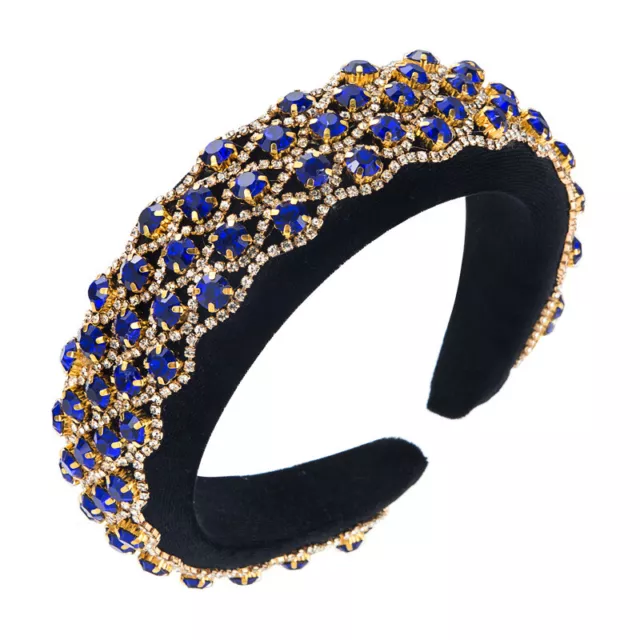 Femme Rembourré Velours Diamant Strass Bandeau Perlé Serre-Tête Cheveux Boucle