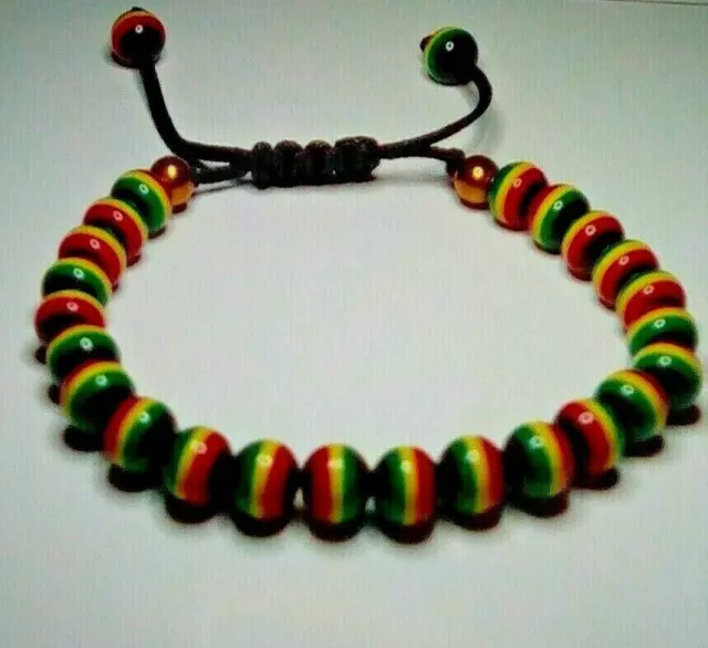 Unisex Jamaica/Rasta/Reggae Stripe Resin Beads Adjustable Bracelet -Casual/Party