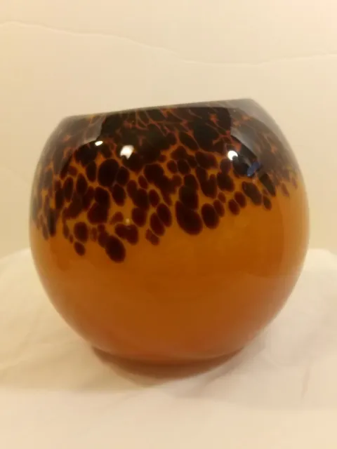 Vintage Hand-Blown Murano-Style Art Glass Bowl/ Vase Tortoise Shell Pattern