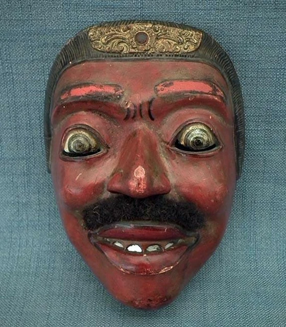 Antique Indonesian Javanese Wayang Topeng Theater Wood Theatrical Mask Indonesia