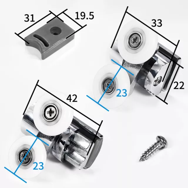 4 Top + 4 Bottom Replacement Shower Screen Door Rollers Zinc Alloy Wheels Twin 3