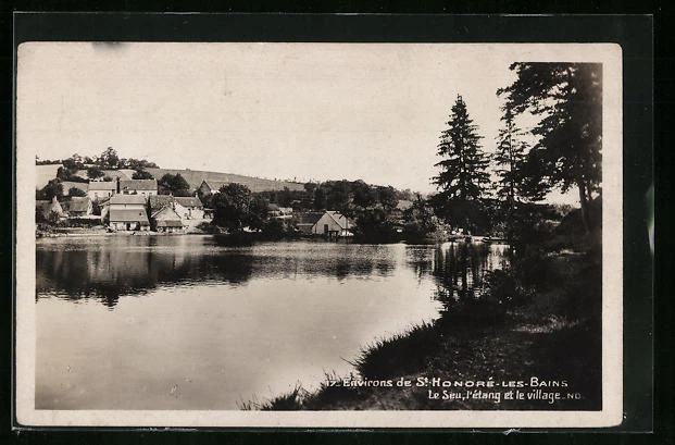 CPA St-Honoré-les-Bains, le Seu, l'étang et levillage