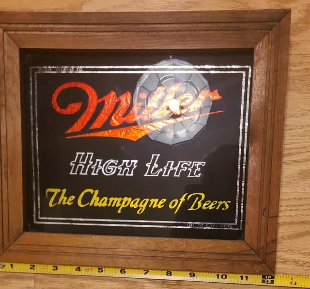 Vintage Miller High Life Champagne of Beers Black Background Mirror Bar Sign 3