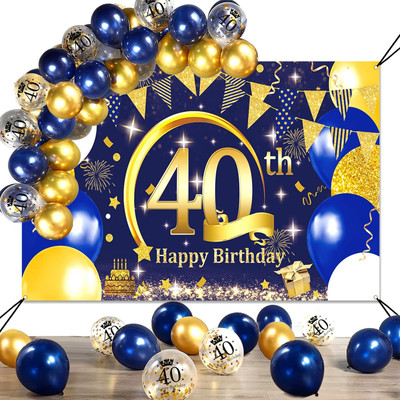 21 Anno Palloncini Compleanno Uomo Decorazioni Feste Oro Blu con Palloncino Numero 21 Striscione Compleanno Palloncini Lattice Argento Oro Blu Scuro per Decorazioni Feste Compleanno 21 Anno Uomo 
