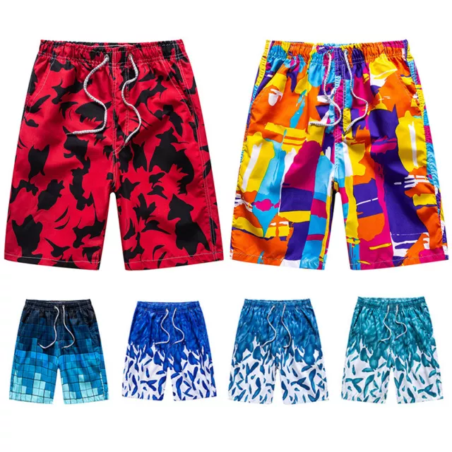 Uomo Costume Boxer Pantaloncini Estate Nuoto Spiaggia Fiore Stampato M-4XL -