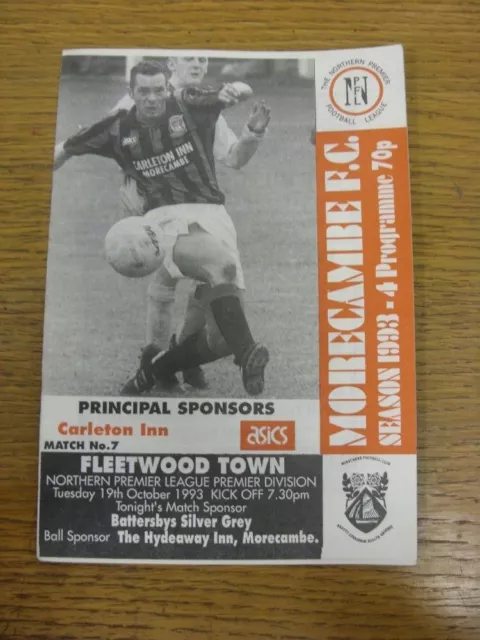 19/10/1993 Morecambe v Fleetwood Town  (Team Changes). Thanks for viewing this i