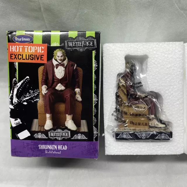 Beetlejuice Shrunken Head Bobble-Head Royal Bobbles Hot Topic Exclusive Open Box