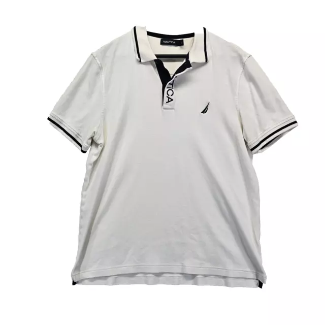 NAUTICA POLO SHIRT Spell Out Logo Short Sleeve Collared Very Clean ...