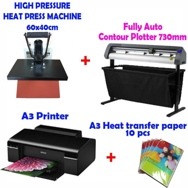 Auto Contour ARMS Plotter + HEAT PRESS + A3 Printer + TShirt Heat Transfer paper