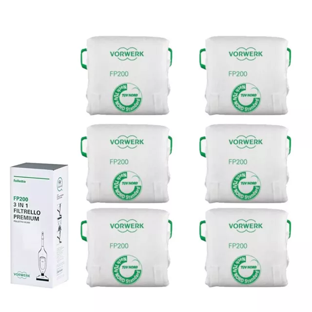 Vorwerk Kobold FP200 Packung mit 6 Original-Filtertüten Premium für Kobold VK200