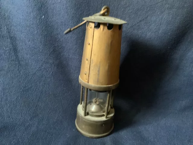 ntique Brass/Steel Marsaut Style Lamp British Coal Miners Lamp Wigan UK 9 1/4”