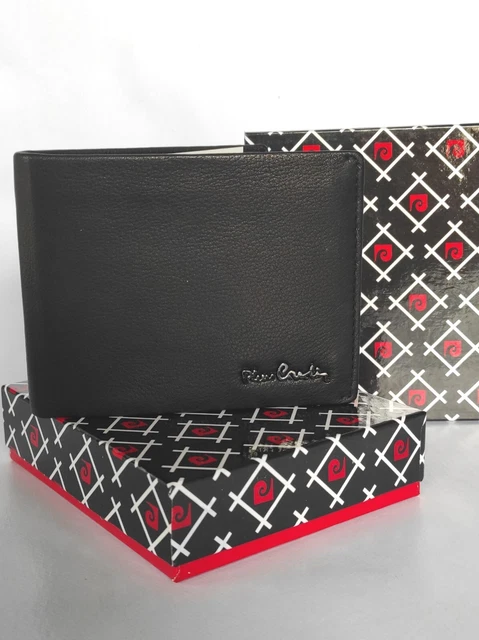 Pierre Cardin Portafoglio Uomo In Vera Pelle Nera Con Protezione RFID E Portamonete – Confezione Regalo