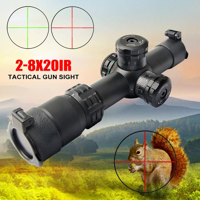HUNTING RIFLE SCOPE 28x20 MilDot Reticle Red Green Illuminated Sight