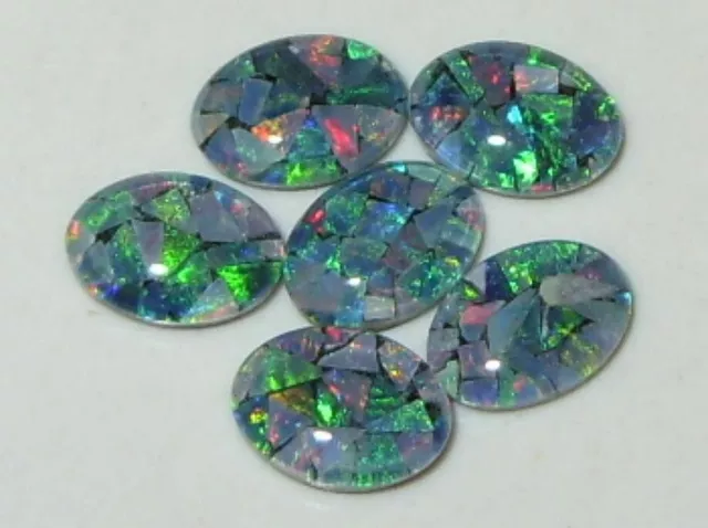 3.77ct Lot 6pc Beautiful Australia Opal Mosaic Triplet Cabochon 7x5mm WoW *$1NR*