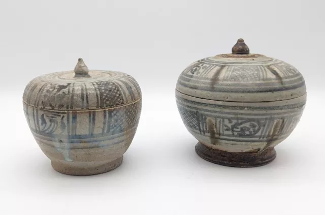 Vietnamese Anamese Blue on White Porcelain Jars Ceramic Vessel 15th-17th Century