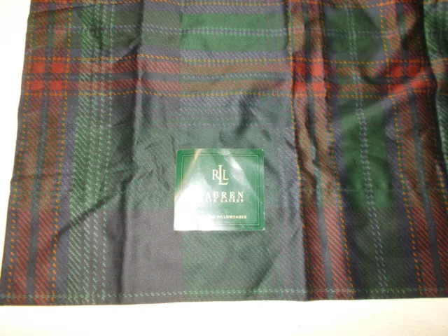 2 NEW Ralph Lauren Greycliff Tartan Plaid K Pillowcases French Country Cottage