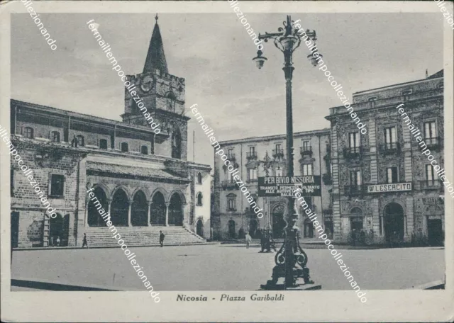 ci373 cartolina nicosia piazza garibaldi provincia di enna sicilia