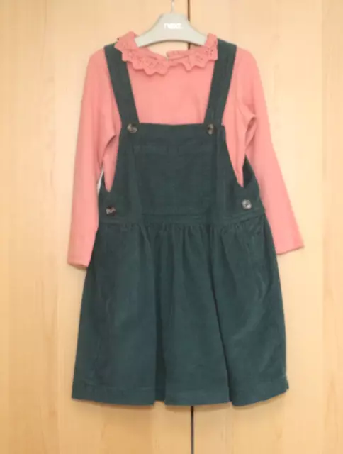 NEXT Girls Teal Pinafore Dress Age 4 Yrs & Pink Top Age 3-4 Years BNWT