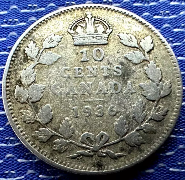 1936 Canada 10 Cents Coin .800 Silver      #G168