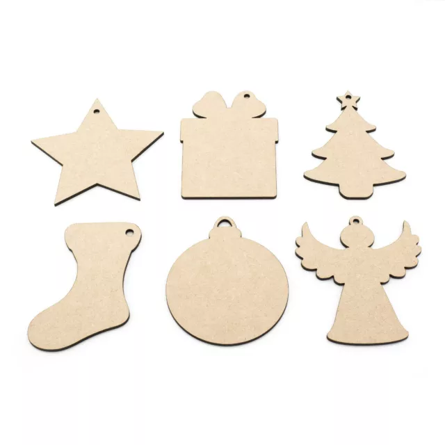 10 x Wooden Christmas Tree Decoration Bauble Blanks Craft Painting Xmas Tag Gift