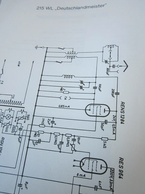 SCHALTPLAN N RADIO AEG 215 WL Deutschlandmeister 1935 EUR 5,41