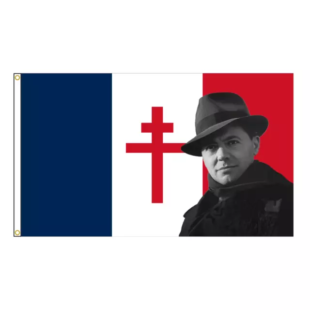Drapeau de la France Jean Moulin Croix de Lorraine 90x150cm ou 60x90cm