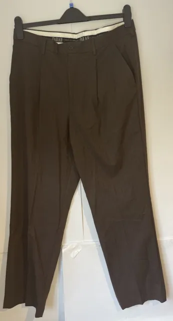 Mens VINTAGE FARAH Trousers Brown Waist 36 Leg 31 Formal Smart Retro