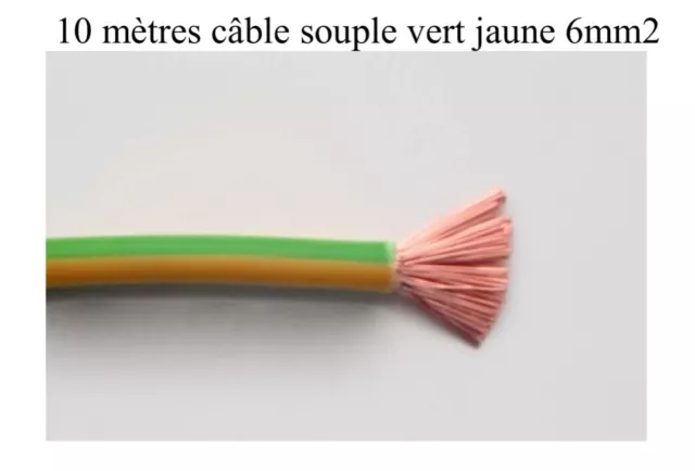 câble électrique souple de terre 6 mm2 vert jaune 10 mètres