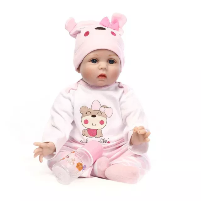 22" Reborn Dolls Soft Silicone Vinyl Handmade Realistic Girl Newborn Baby Gift