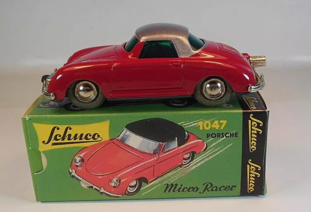 Schuco Micro Racer 1047 Porsche 356 Coupe rot mit silbernem Dach OVP #6660