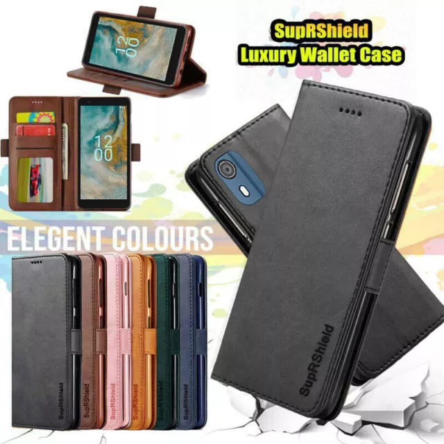 For Nokia C02 Wallet Case Flip Card Leather Shockproof Magnetic Cover