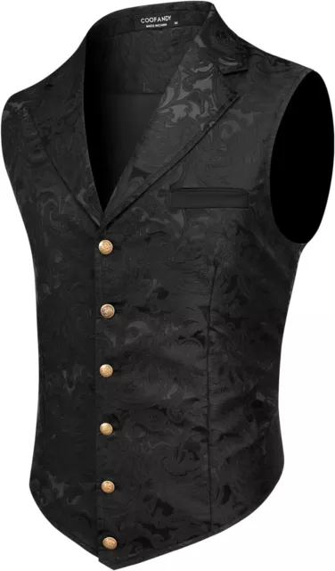 COOFANDY Mens Suit Vest Paisley Floral Victorian Vests Gothic Steampunk Formal W
