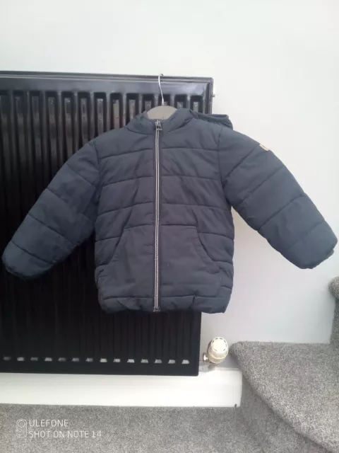 Boys Navy Padded Winter Warm Fleece Lined Jacket Next Size 18-24 Months