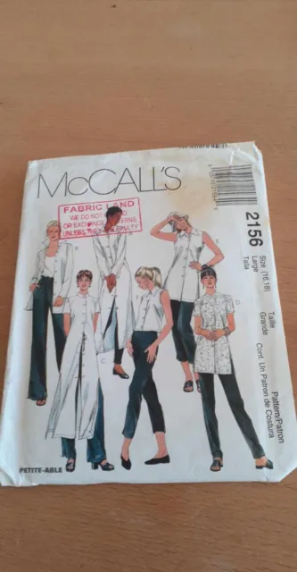 McCall's top pattern size 16-18  2156