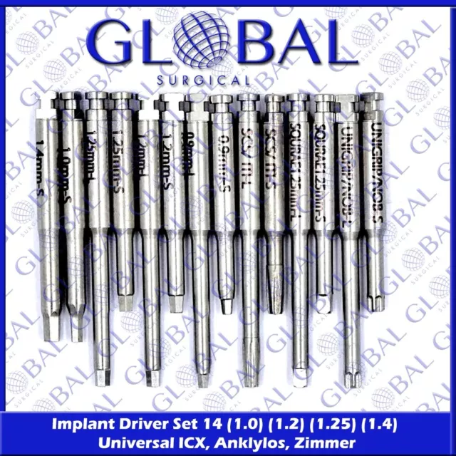 IMPLANT Driver Set 14 (1.0) (1.2) (1.25) (1.4) Universal ICX, Anklylos, Zimmer