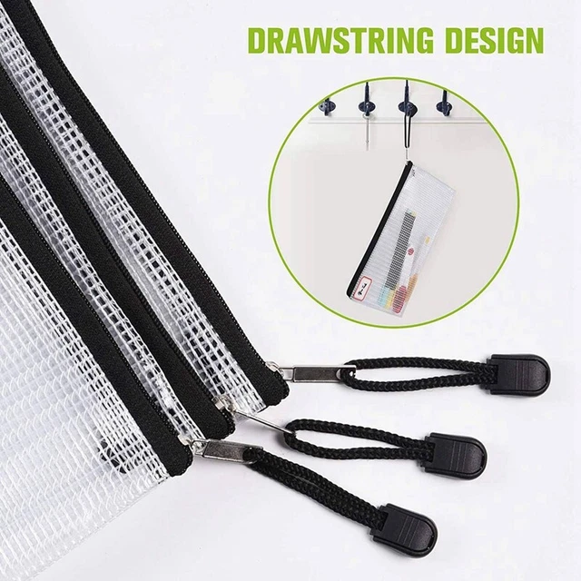 12PCS A3 Folder, Information Zipper Bag Plastic Wallet Mesh File Bag Zipper N7I6 2