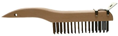 Shoe Handle Scratch Brushes, 10 1/4", 4x16 Rows, Carbon Steel Wire, Wood Handle