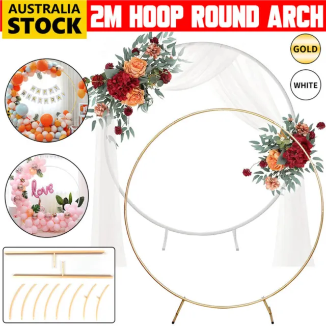 2M Round Hoop Balloon Arch Backdrop Stand Frame Birthday Party Wedding Decor AU