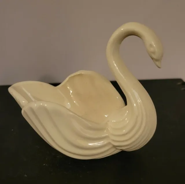 Vintage White Swan Dish Figurine Ceramic
