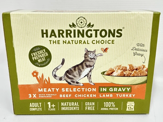 Harringtons Grain Free Meaty Selection in Gravy Adult 1+ Wet Cat Food 72 X 85g 2