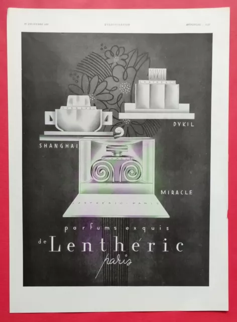 Publicité de presse 1937 les Parfums exquis LENTHERIC Paris