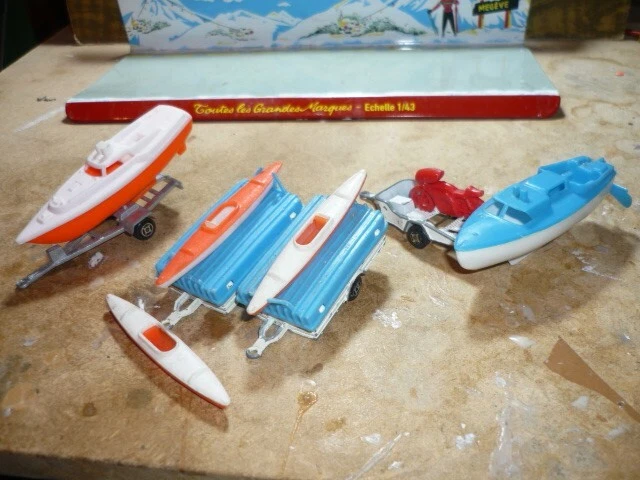 Lot De Remorques Pour Bateau, Canoé, Zodiac - Voitures Miniatures Majorette D'Occasion