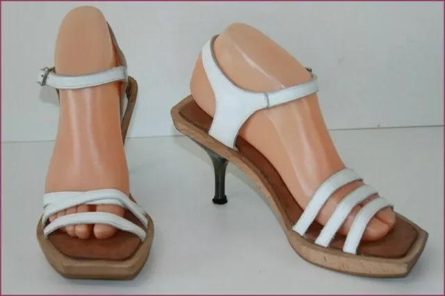 MOSQUITOS SANDALES Cuir Blanc Lanieres et Bois T 37 TBE EUR 36 90 PicClick FR