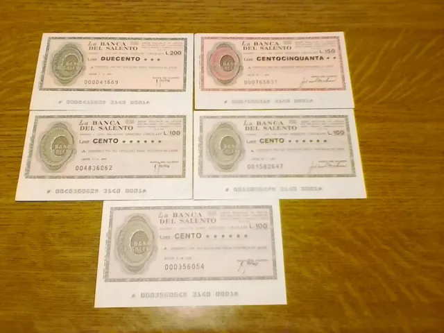 Miniassegni Banca Del Salento - Lotto Ml1572  (N. 5 Emissioni)