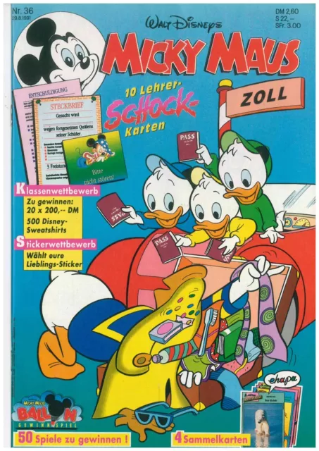 Micky Maus Heft Nr. 36-1991 mit allen festen Beilagen ungelesen TOP ( M124,