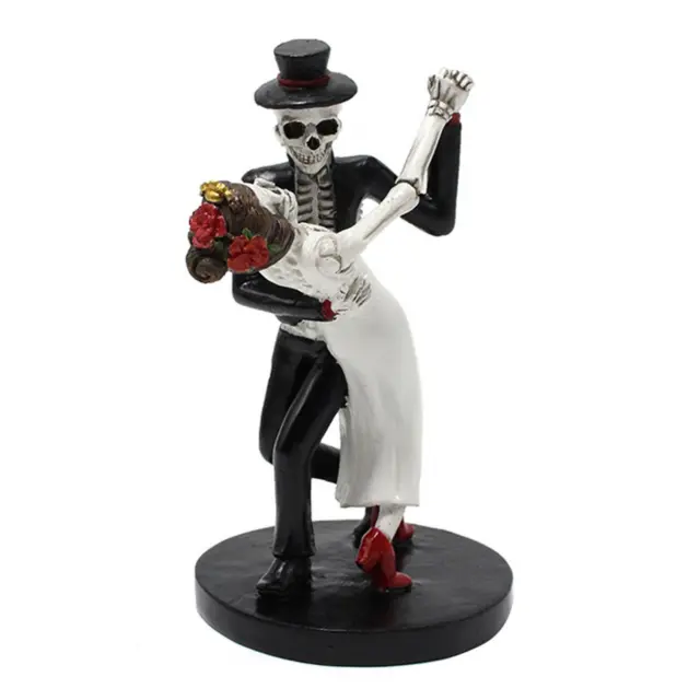 Hochzeit Tango Tanz Skelett Figur Kunst Schädel Paar Statue für Café Party 3