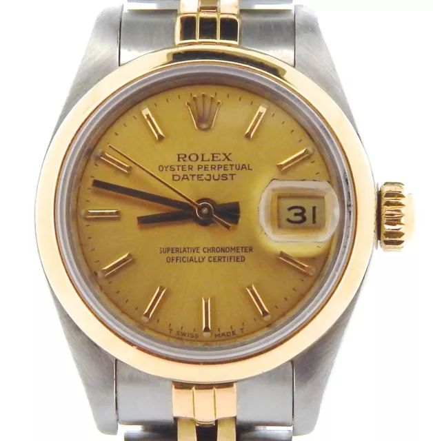 Rolex Datejust Donna 2Tone 18K Oro Giallo & Acciaio Orologio Champagne Dial